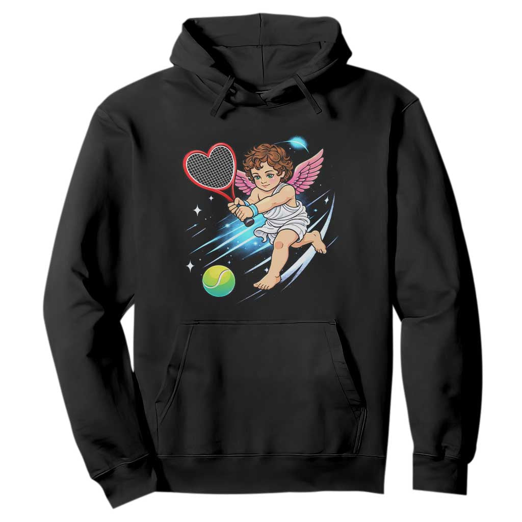 Funny Cupid Tennis Player Hoodie Valentines Day Gift TS12 Black Print Your Wear