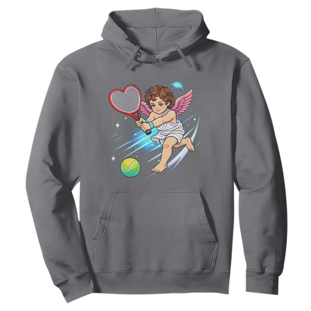 Funny Cupid Tennis Player Hoodie Valentines Day Gift TS12 Charcoal Print Your Wear