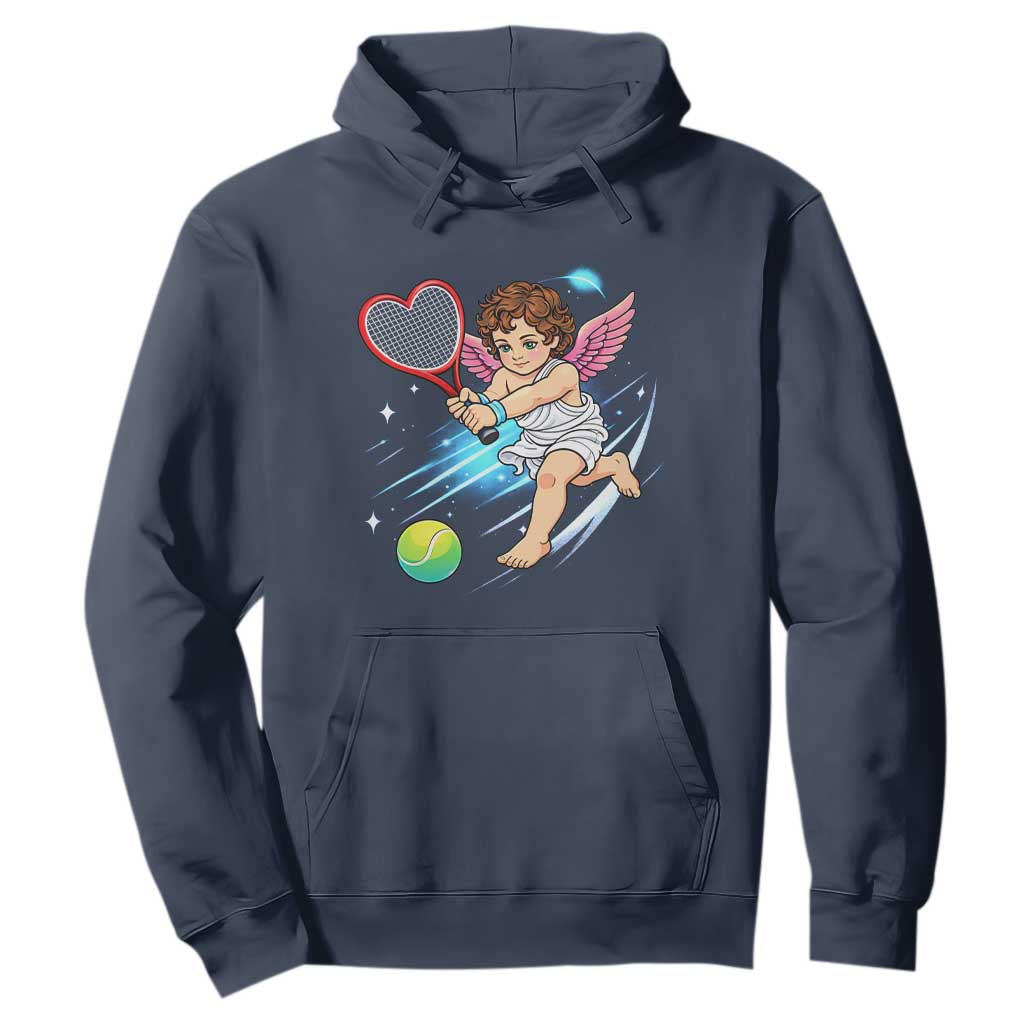 Funny Cupid Tennis Player Hoodie Valentines Day Gift TS12 Navy Print Your Wear
