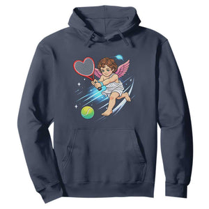 Funny Cupid Tennis Player Hoodie Valentines Day Gift TS12 Navy Print Your Wear