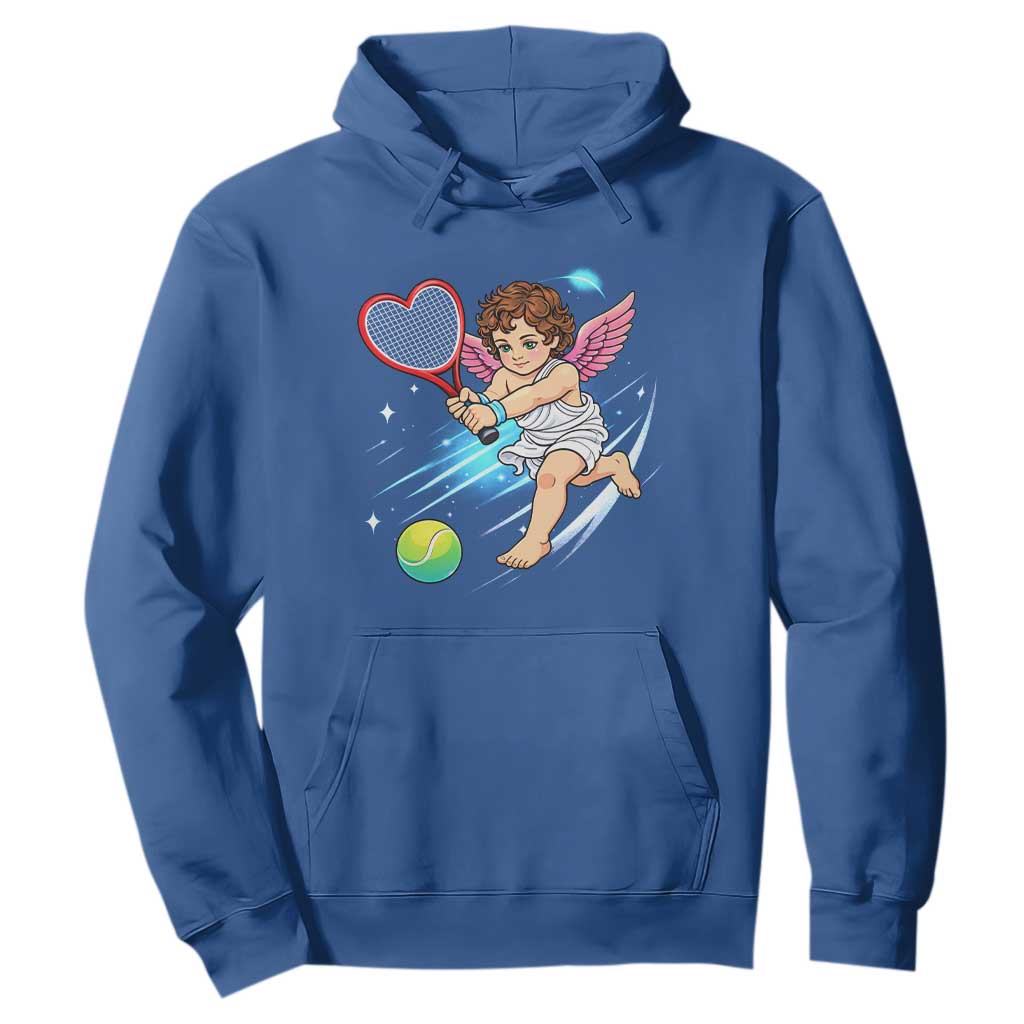 Funny Cupid Tennis Player Hoodie Valentines Day Gift TS12 Royal Blue Print Your Wear