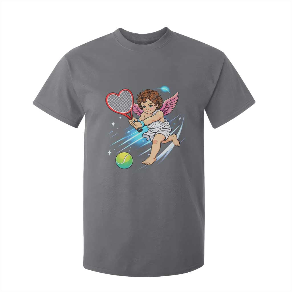 Funny Cupid Tennis Player T Shirt For Kid Valentines Day Gift TS12 Charcoal Print Your Wear