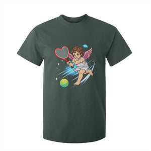 Funny Cupid Tennis Player T Shirt For Kid Valentines Day Gift TS12 Dark Forest Green Print Your Wear