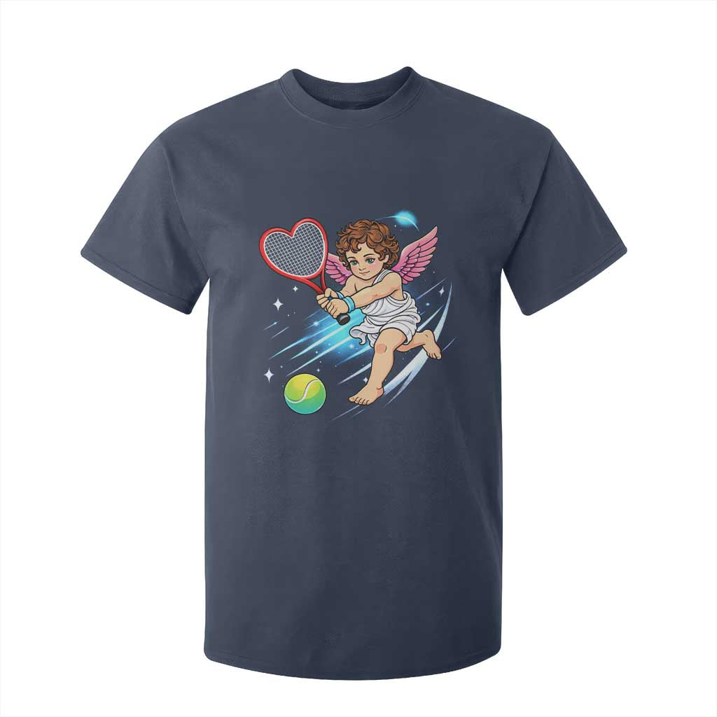 Funny Cupid Tennis Player T Shirt For Kid Valentines Day Gift TS12 Navy Print Your Wear