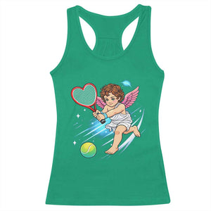 Funny Cupid Tennis Player Racerback Tank Top Valentines Day Gift TS12 Irish Green Print Your Wear