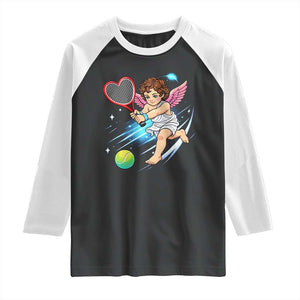 Funny Cupid Tennis Player Raglan Shirt Valentines Day Gift TS12 Black White Print Your Wear