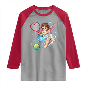 Funny Cupid Tennis Player Raglan Shirt Valentines Day Gift TS12 Sport Gray Red Print Your Wear
