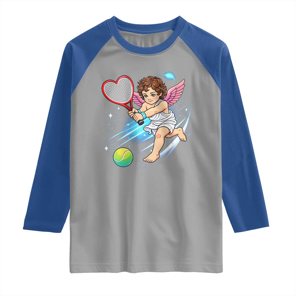 Funny Cupid Tennis Player Raglan Shirt Valentines Day Gift TS12 Sport Gray Royal Print Your Wear