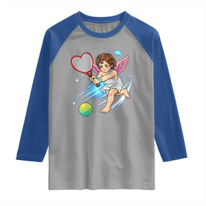 Funny Cupid Tennis Player Raglan Shirt Valentines Day Gift TS12 Sport Gray Royal Print Your Wear