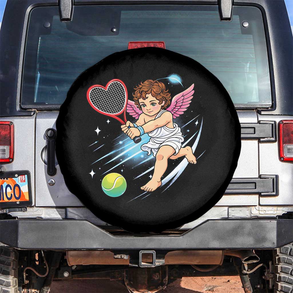 Funny Cupid Tennis Player Spare Tire Cover Valentines Day Gift TS12 No hole Black Print Your Wear