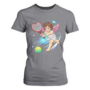 Funny Cupid Tennis Player T Shirt For Women Valentines Day Gift TS12 Charcoal Print Your Wear