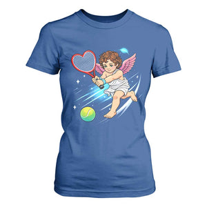 Funny Cupid Tennis Player T Shirt For Women Valentines Day Gift TS12 Royal Blue Print Your Wear