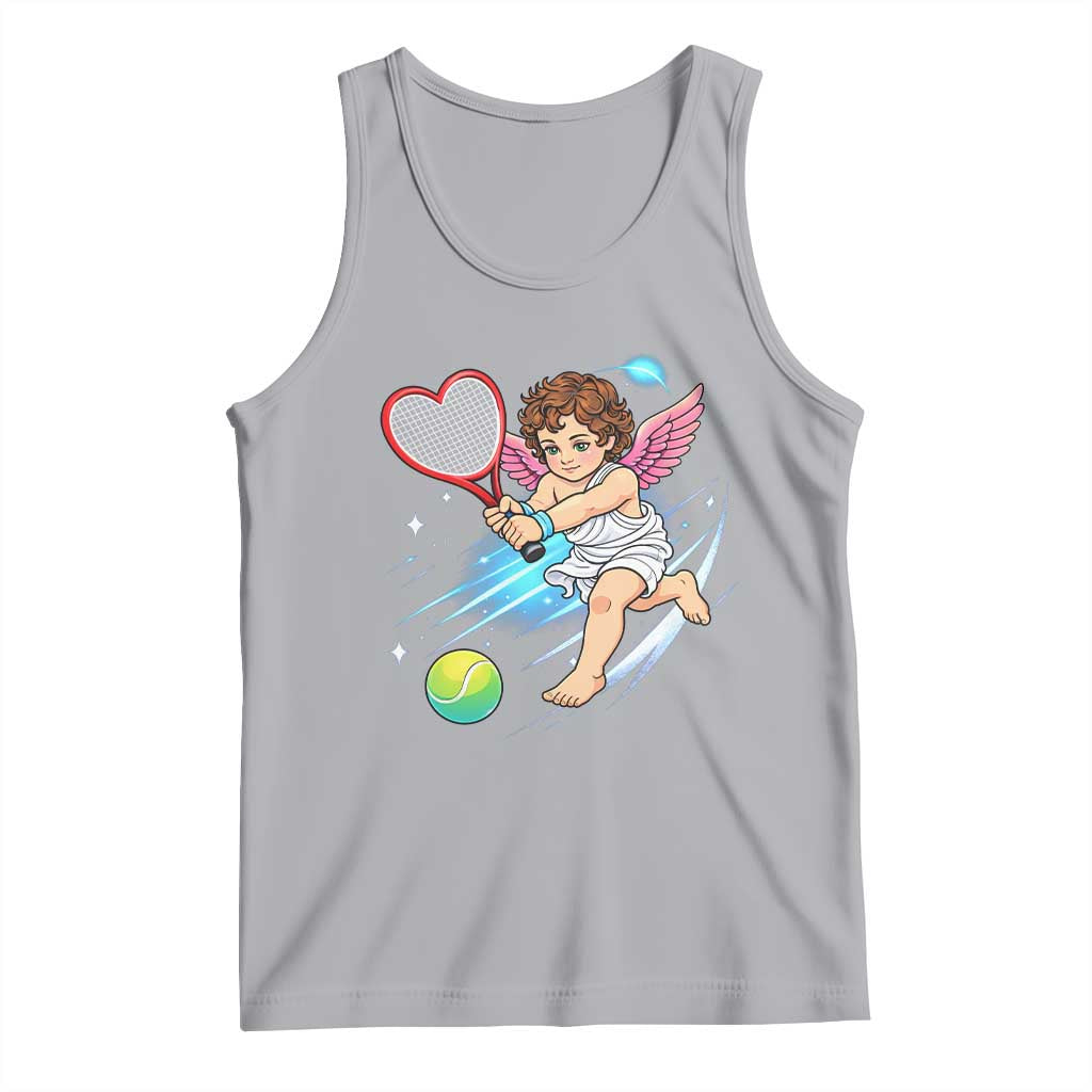 Funny Cupid Tennis Player Tank Top Valentines Day Gift TS12 Athletic Heather Print Your Wear