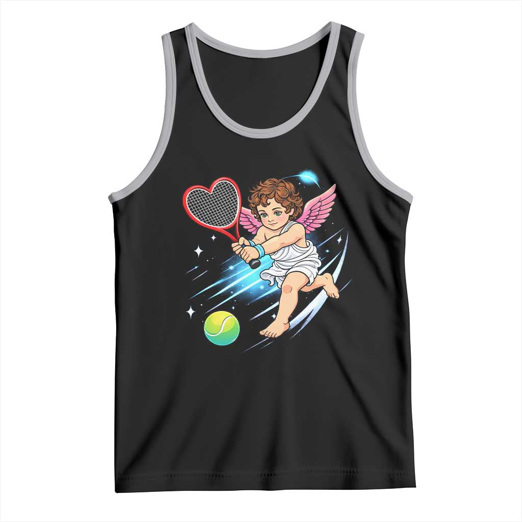 Funny Cupid Tennis Player Tank Top Valentines Day Gift TS12 Black Athletic Heather Print Your Wear