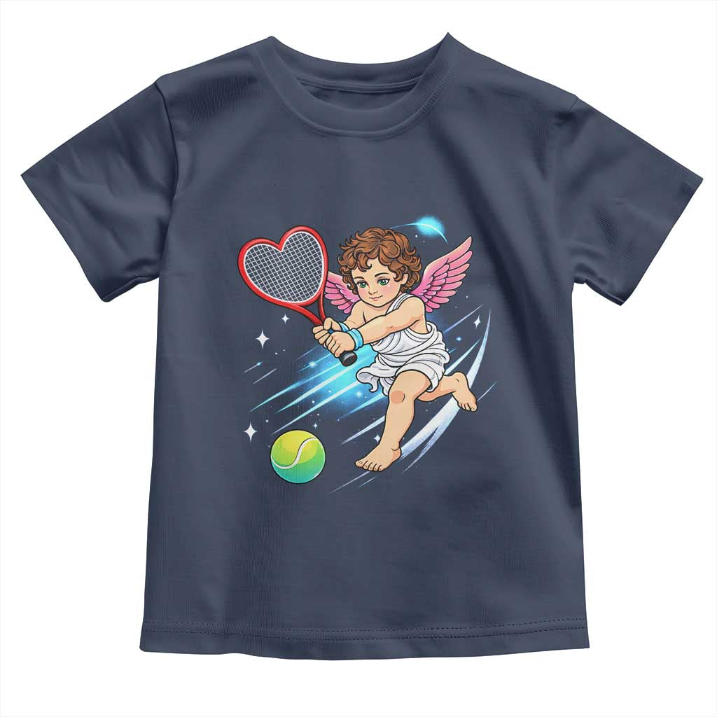 Funny Cupid Tennis Player Toddler T Shirt Valentines Day Gift TS12 Navy Print Your Wear