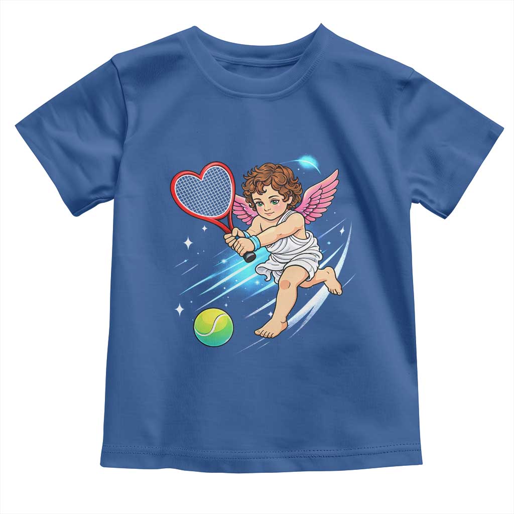 Funny Cupid Tennis Player Toddler T Shirt Valentines Day Gift TS12 Royal Blue Print Your Wear
