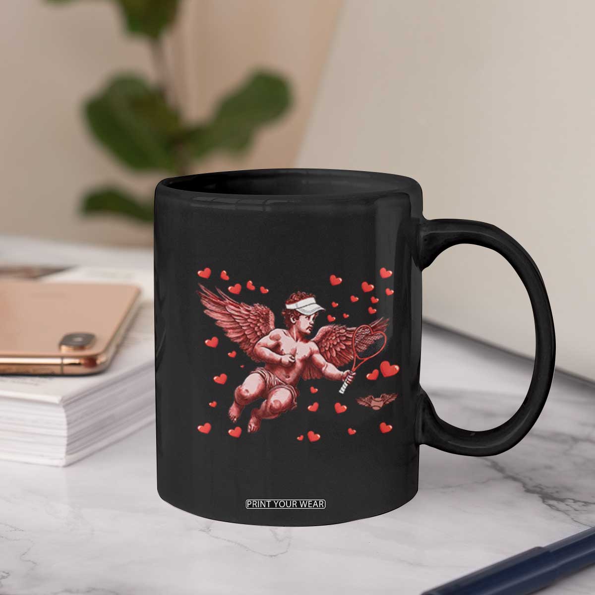 Cute Cupid Tennis Angel Coffee Mug Valentines Day Gift TS12 Print Your Wear