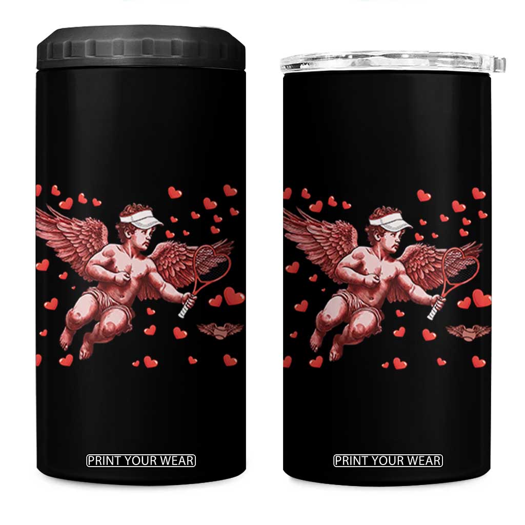 Cute Cupid Tennis Angel 4 in 1 Can Cooler Tumbler Valentines Day Gift TS12 One Size: 16 oz Black Print Your Wear