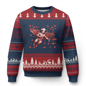 Cute Cupid Tennis Angel Ugly Christmas Sweater Valentines Day Gift TS12 Navy Red Print Your Wear