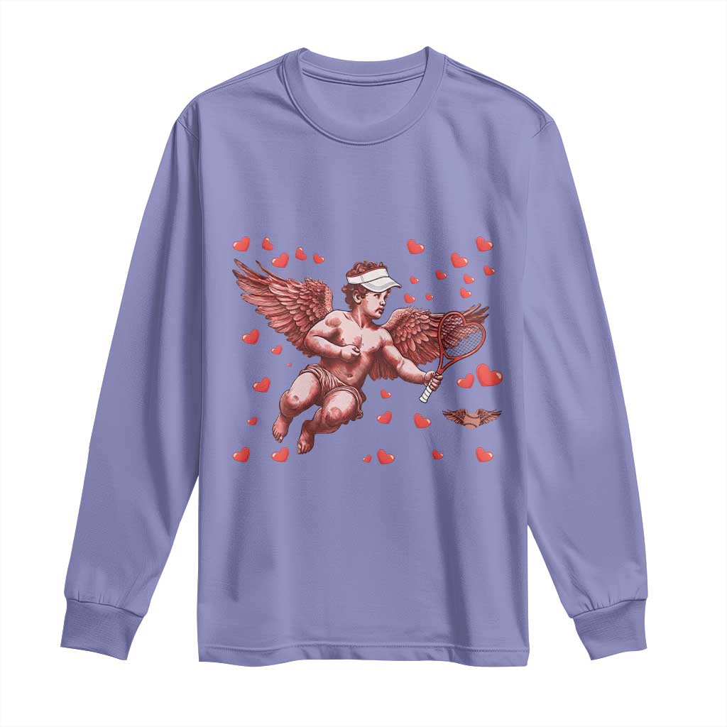 Cute Cupid Tennis Angel Long Sleeve Shirt Valentines Day Gift TS12 Violet Print Your Wear