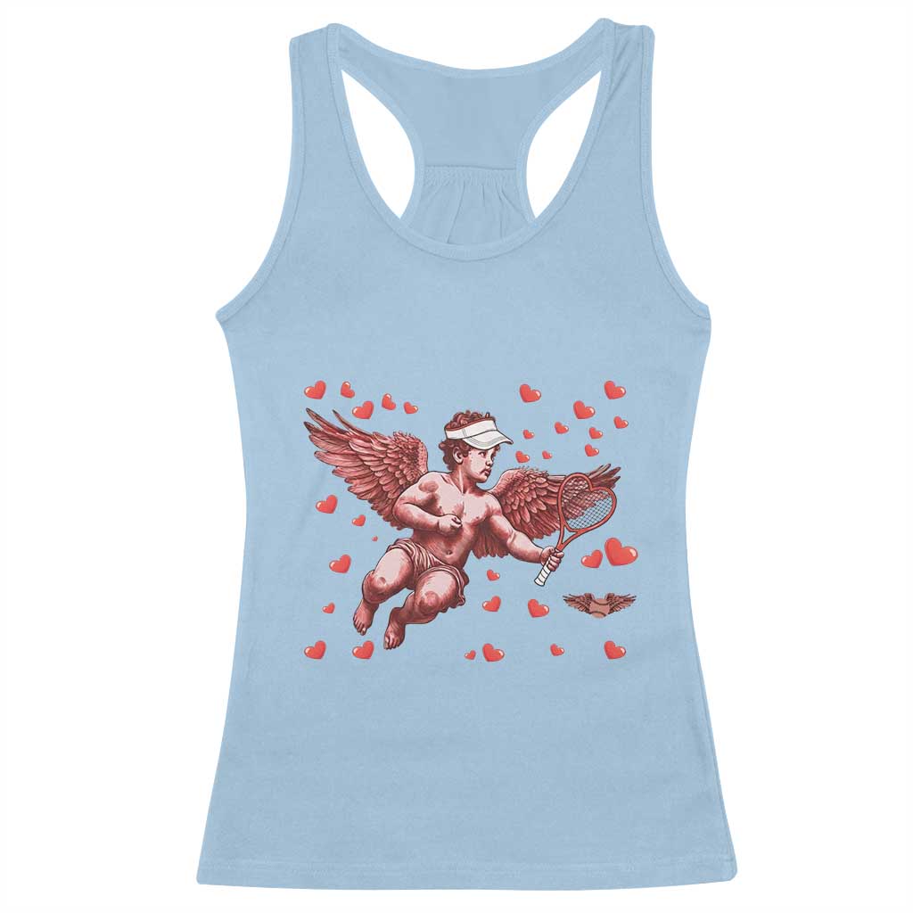 Cute Cupid Tennis Angel Racerback Tank Top Valentines Day Gift TS12 Light Blue Print Your Wear