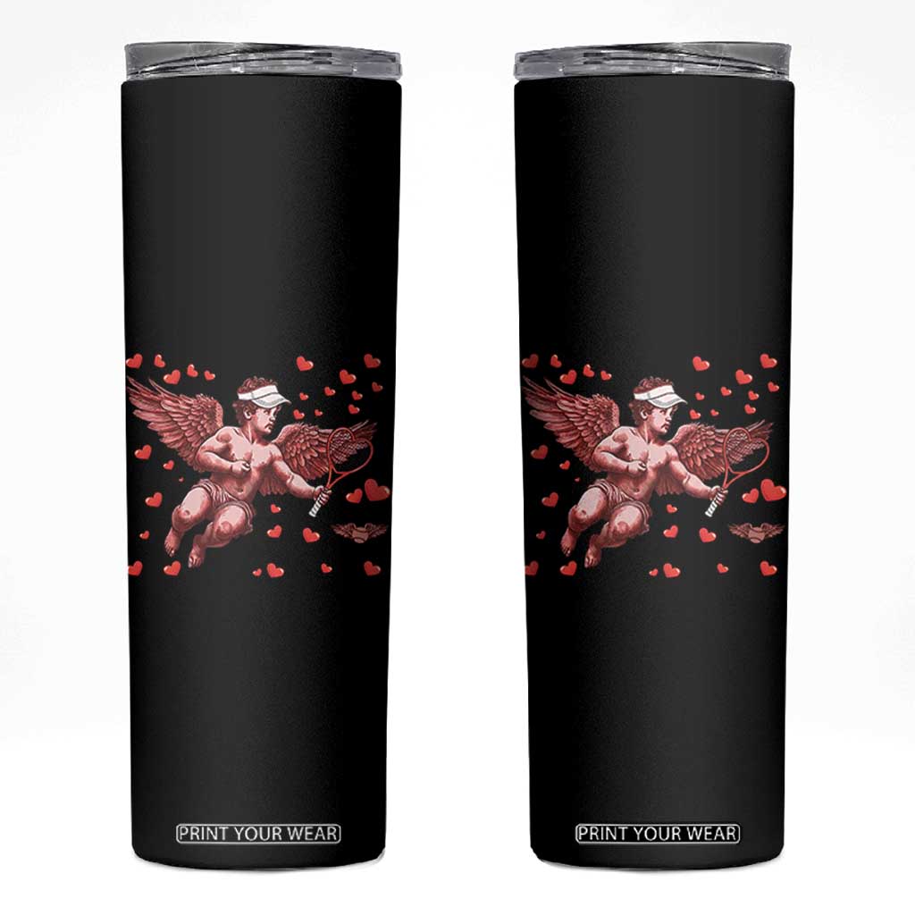 Cute Cupid Tennis Angel Skinny Tumbler Valentines Day Gift TS12 Black Print Your Wear