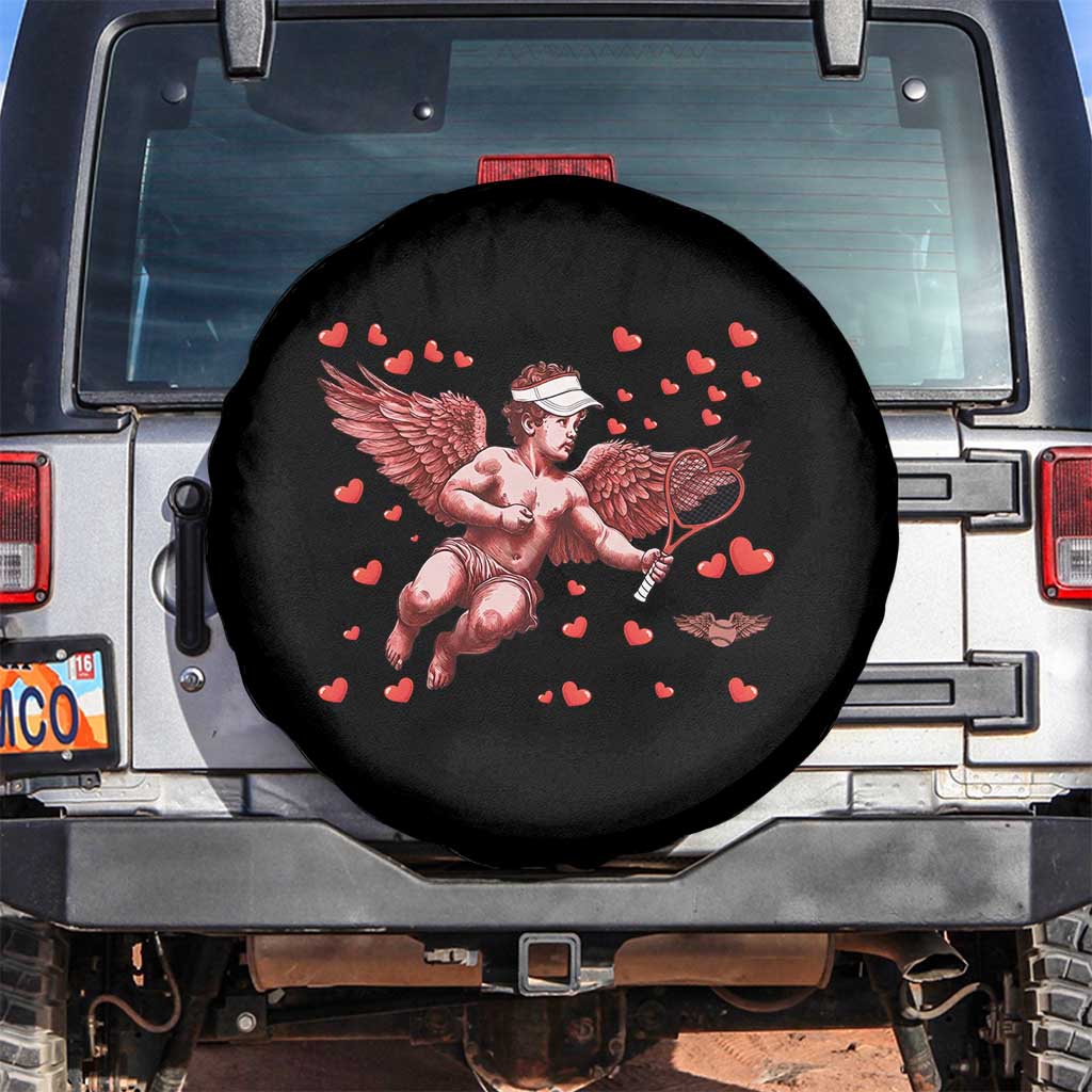 Cute Cupid Tennis Angel Spare Tire Cover Valentines Day Gift TS12 No hole Black Print Your Wear