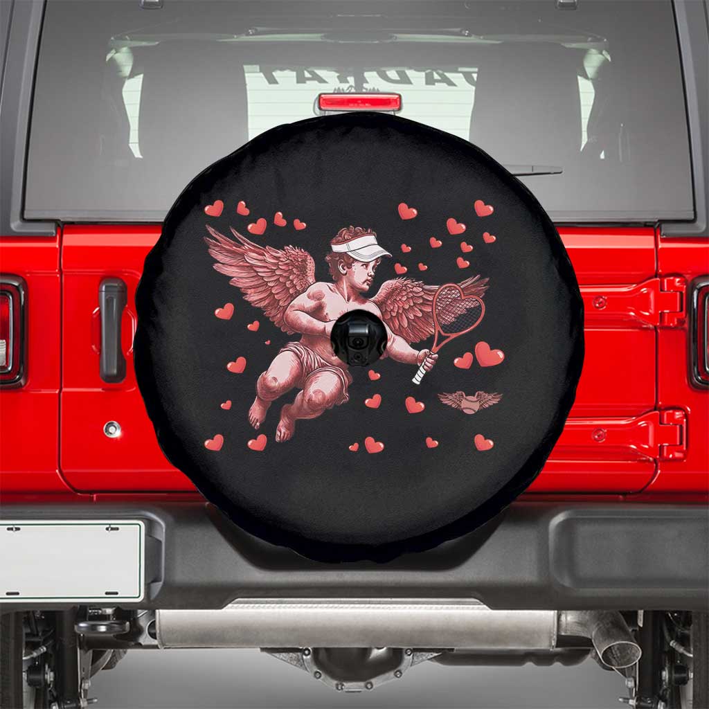 Cute Cupid Tennis Angel Spare Tire Cover Valentines Day Gift TS12 Black Print Your Wear