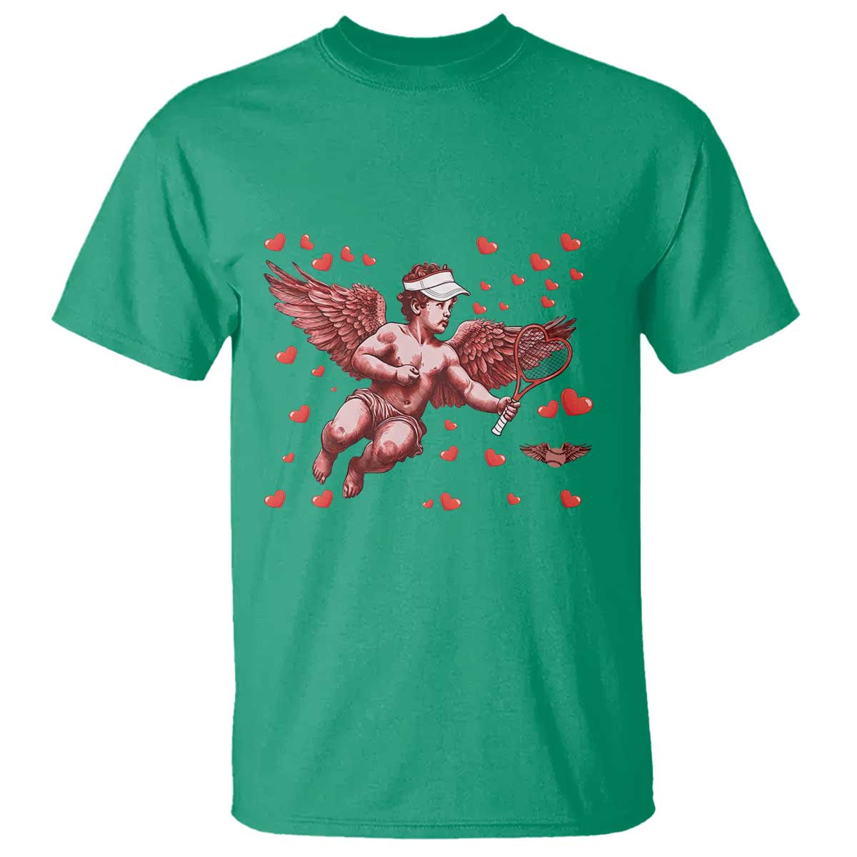Cute Cupid Tennis Angel T Shirt Valentines Day Gift TS12 Irish Green Print Your Wear