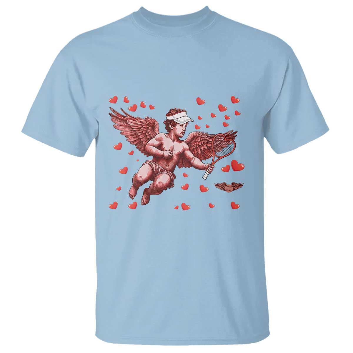 Cute Cupid Tennis Angel T Shirt Valentines Day Gift TS12 Light Blue Print Your Wear