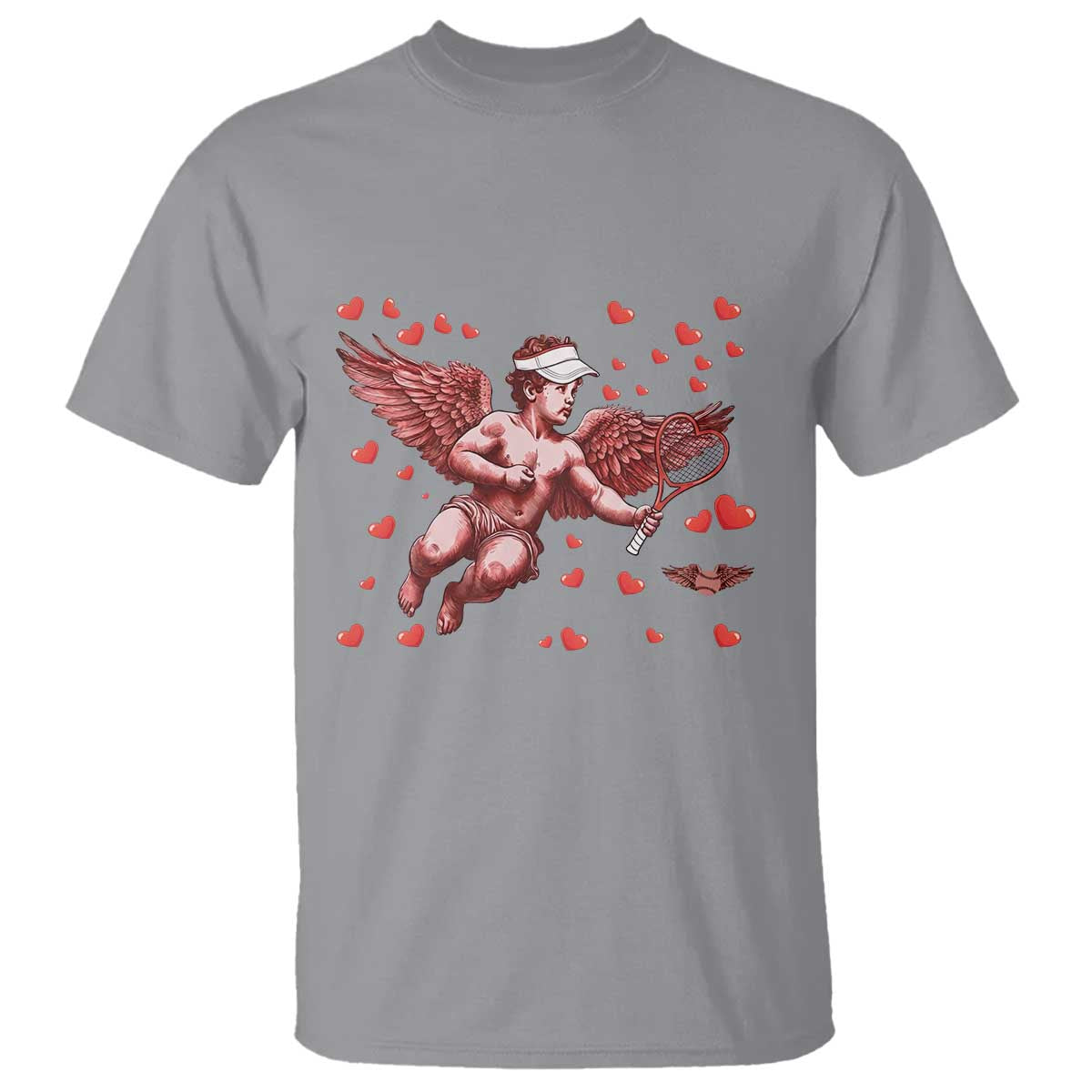 Cute Cupid Tennis Angel T Shirt Valentines Day Gift TS12 Sport Gray Print Your Wear