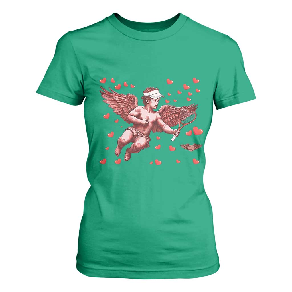 Cute Cupid Tennis Angel T Shirt For Women Valentines Day Gift TS12 Irish Green Print Your Wear