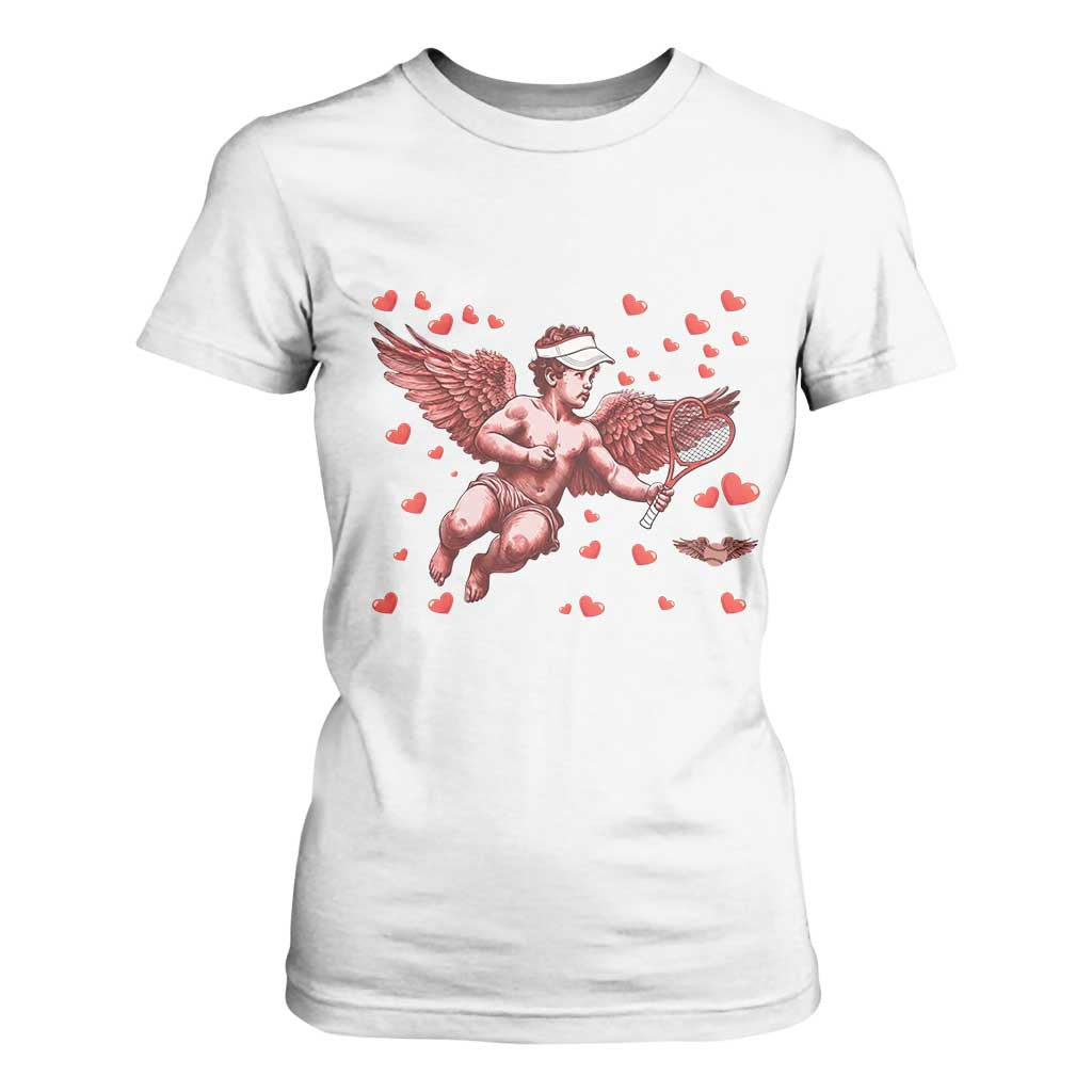 Cute Cupid Tennis Angel T Shirt For Women Valentines Day Gift TS12 White Print Your Wear