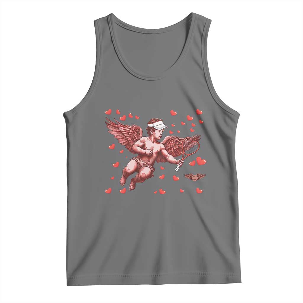 Cute Cupid Tennis Angel Tank Top Valentines Day Gift TS12 Black Heather Print Your Wear