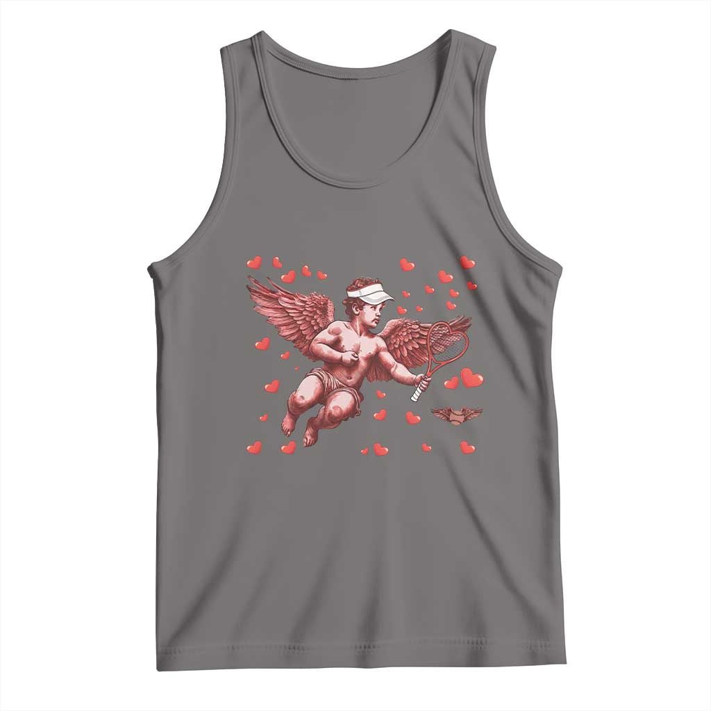 Cute Cupid Tennis Angel Tank Top Valentines Day Gift TS12 Deep Heather Print Your Wear