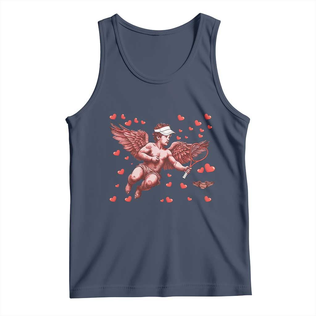 Cute Cupid Tennis Angel Tank Top Valentines Day Gift TS12 Navy Print Your Wear