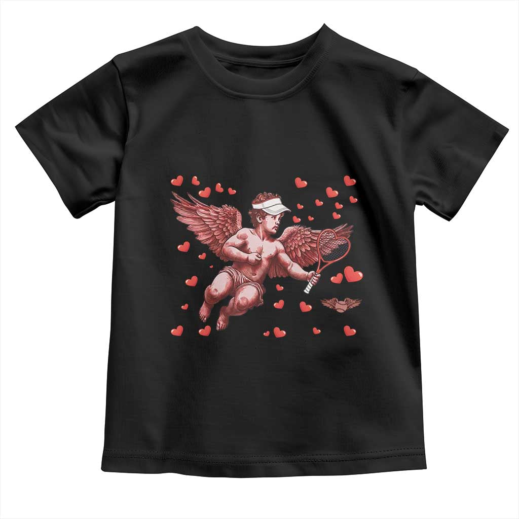 Cute Cupid Tennis Angel Toddler T Shirt Valentines Day Gift TS12 Black Print Your Wear