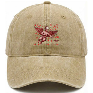 Cute Cupid Tennis Angel Washed Cotton Baseball Cap Valentines Day Gift TS12 Print Your Wear
