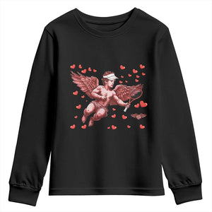 Cute Cupid Tennis Angel Youth Sweatshirt Valentines Day Gift TS12 Black Print Your Wear