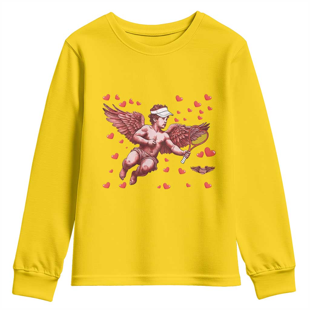 Cute Cupid Tennis Angel Youth Sweatshirt Valentines Day Gift TS12 Daisy Print Your Wear