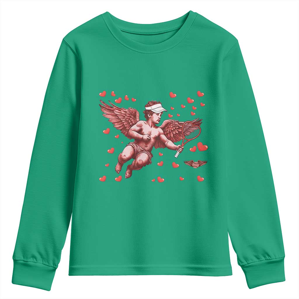 Cute Cupid Tennis Angel Youth Sweatshirt Valentines Day Gift TS12 Irish Green Print Your Wear