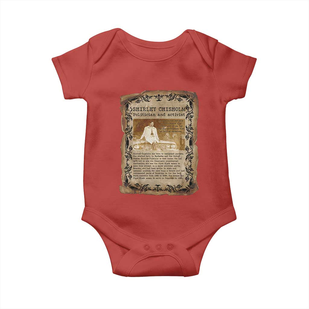 Vintage Newspaper Shirley Chisholm Baby Onesie Black History Month Gift TS12 Red Print Your Wear