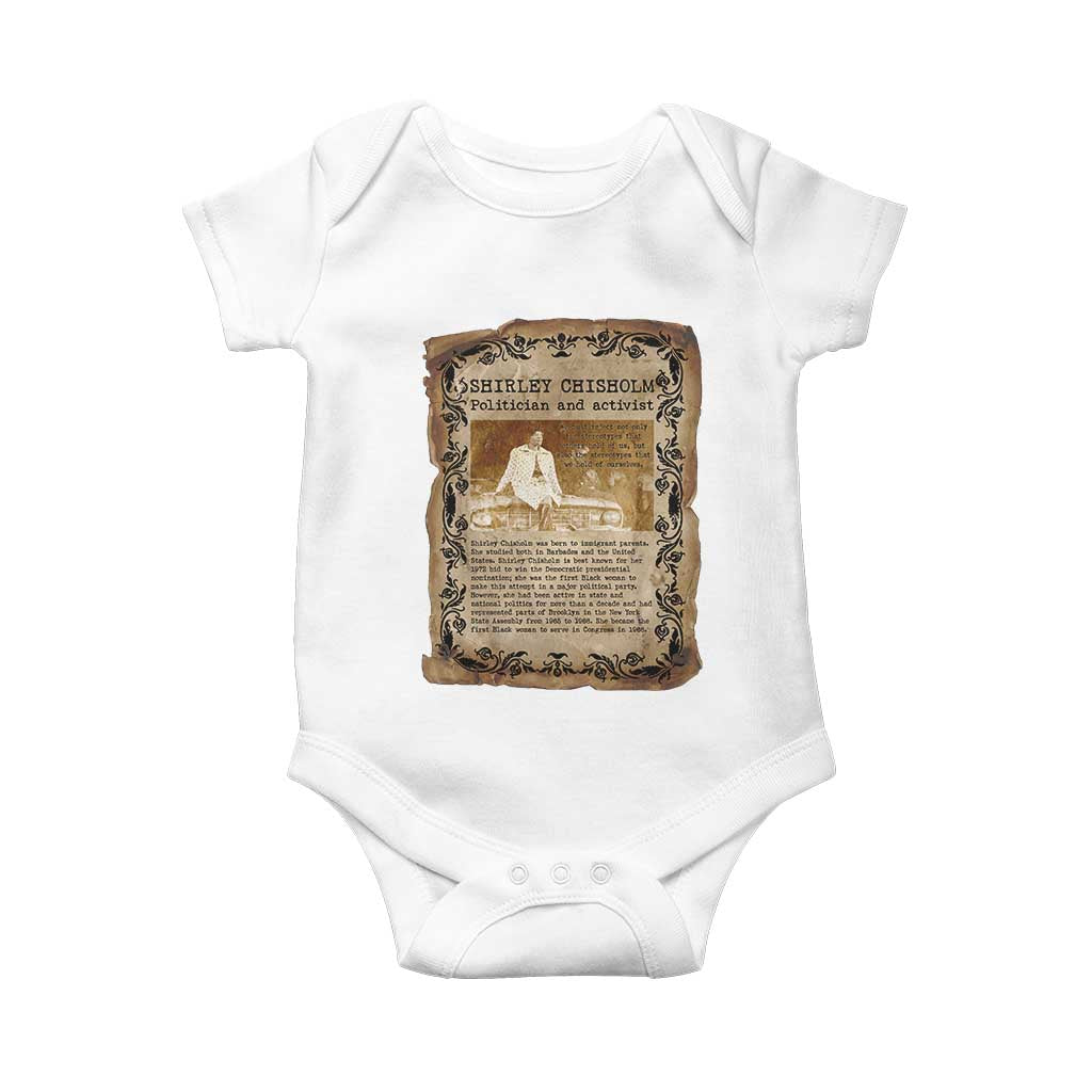 Vintage Newspaper Shirley Chisholm Baby Onesie Black History Month Gift TS12 White Print Your Wear