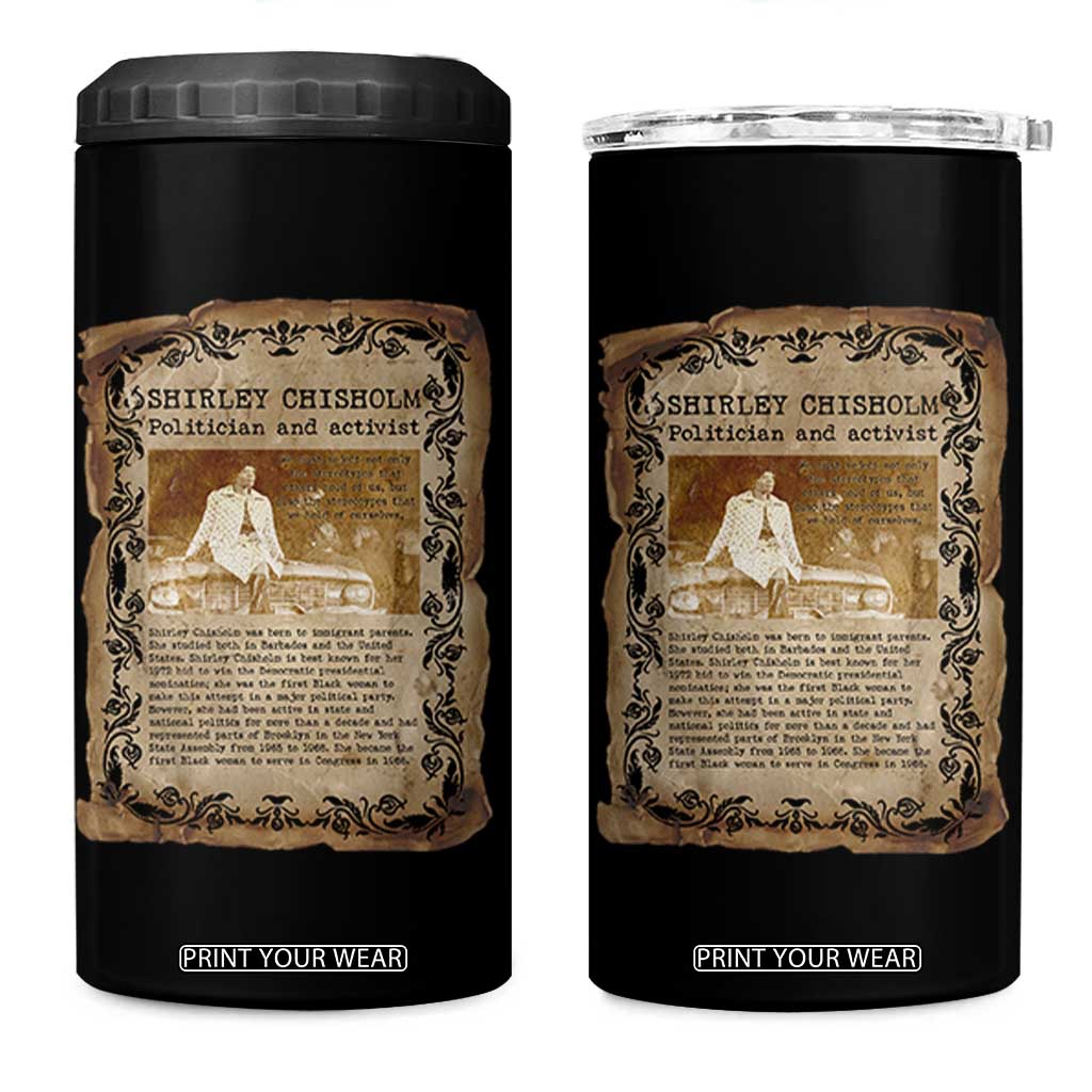 Vintage Newspaper Shirley Chisholm 4 in 1 Can Cooler Tumbler Black History Month Gift TS12 One Size: 16 oz Black Print Your Wear