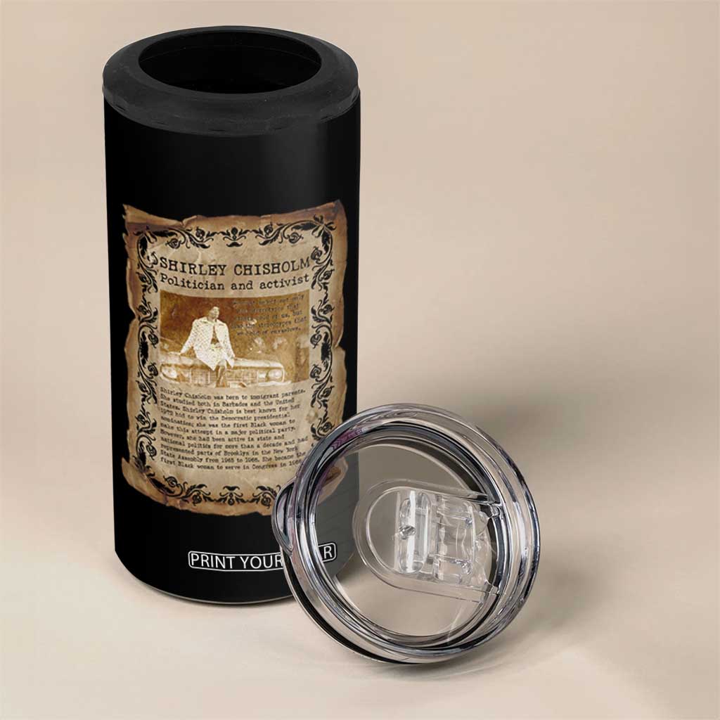 Vintage Newspaper Shirley Chisholm 4 in 1 Can Cooler Tumbler Black History Month Gift TS12 Print Your Wear