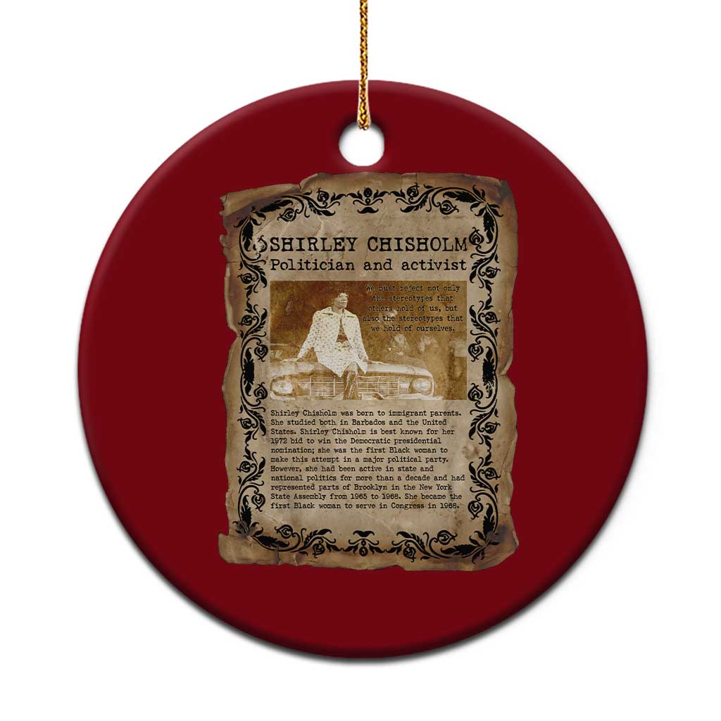 Vintage Newspaper Shirley Chisholm Ceramic Ornament Black History Month Gift TS12 1pc Red Print Your Wear