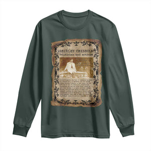 Vintage Newspaper Shirley Chisholm Long Sleeve Shirt Black History Month Gift TS12 Dark Forest Green Print Your Wear