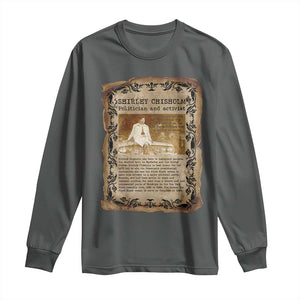 Vintage Newspaper Shirley Chisholm Long Sleeve Shirt Black History Month Gift TS12 Dark Heather Print Your Wear