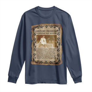 Vintage Newspaper Shirley Chisholm Long Sleeve Shirt Black History Month Gift TS12 Navy Print Your Wear