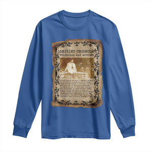 Vintage Newspaper Shirley Chisholm Long Sleeve Shirt Black History Month Gift TS12 Royal Blue Print Your Wear